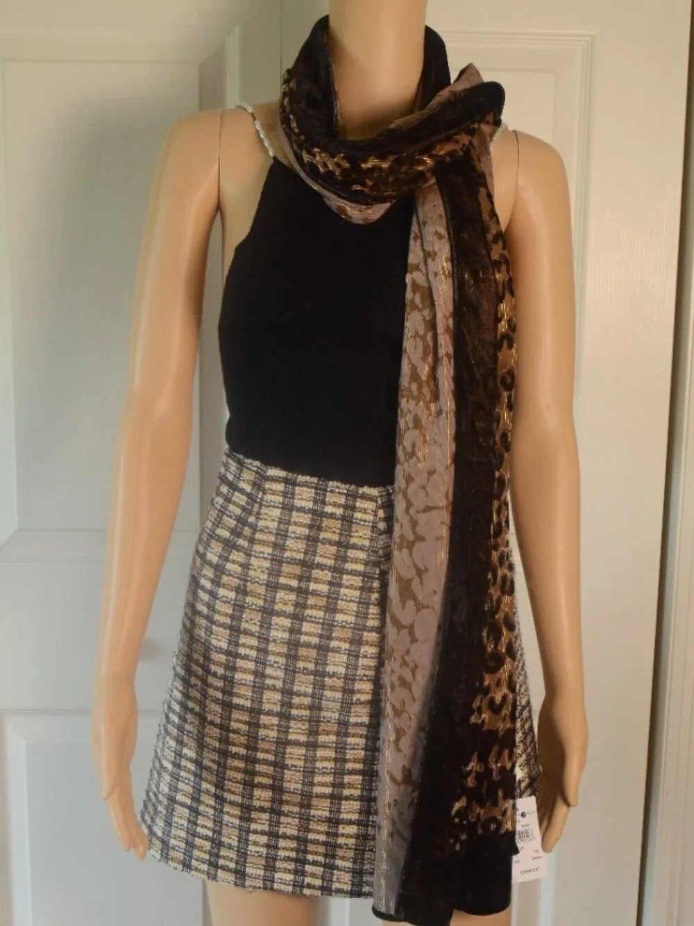 NWT Collection Eighteen Velvet Burnout Leopard Scarf Wrap Shawl Boho Chic OS